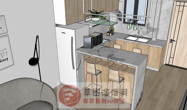 简约欧式公寓住宅su模型库素材 SU模型图片3 草图大师官网