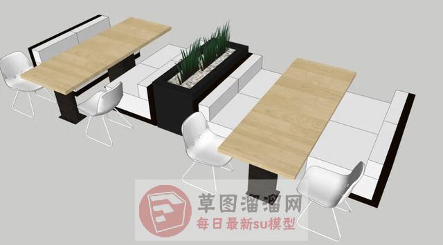餐厅卡座桌椅SU模型分享作者是【室内】