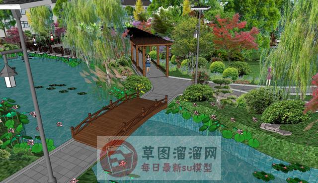 中式生态花园景观su模型库素材 SU模型图片3 草图大师官网