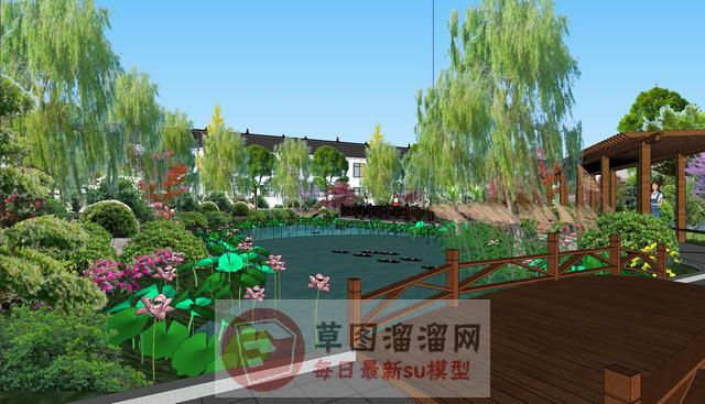 中式生态花园景观su模型库素材 SU模型图片6 SU素材库模型