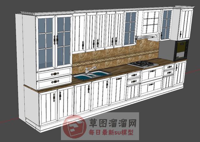 厨房橱柜厨具SU模型分享作者是【登山】