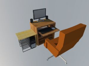 电脑桌电脑主机箱SU模型