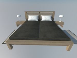 床铺大床实木床SU模型