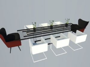 现代办公办公家具玻璃会议桌SU模型