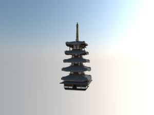 日本法隆寺五重塔SU模型