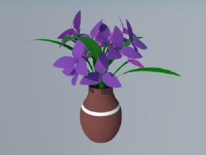 陶器花瓶紫色花SU模型