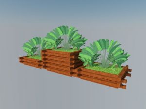景观植物木制花箱景观小品SU模型