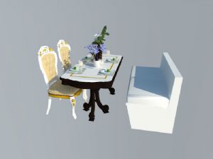 餐桌椅实木桌椅玻璃杯SU模型