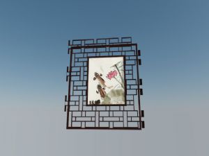 中式窗花画SU模型
