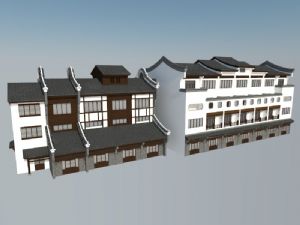 中式建筑中式民宿古镇建筑SU模型