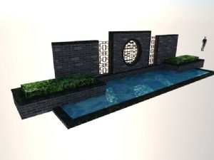 新中式水景景观墙SU模型