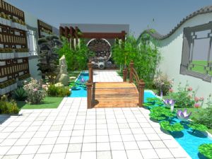 中式花园私人花园SU模型