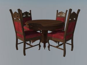 欧式实木圆形餐桌椅圆桌家具SU模型