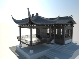 戏台中式建筑SU模型