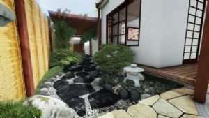 日式茶室庭院SU模型 模型图2