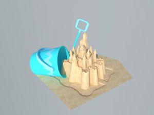 儿童沙堡沙堆城堡塑料桶SU模型