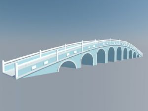 现代拱桥多孔桥桥梁SU模型