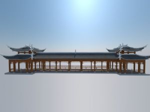 中式廊桥风雨桥SU模型