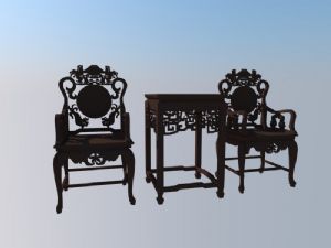 中式椅子中式桌子SU模型
