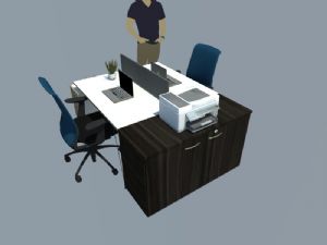 办公桌旋转椅笔记本电脑SU模型