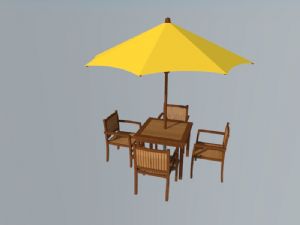 遮阳伞户外桌椅SU模型