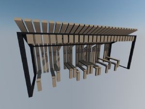 中式防腐木长廊SU模型