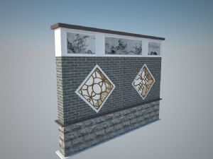 中式景观墙镂空景墙SU模型