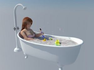 浴缸洗澡美女SU模型