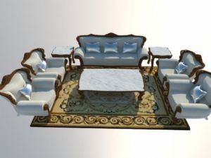 沙发茶几地毯SU模型