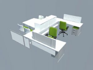 公司办公桌椅办公家具SU模型