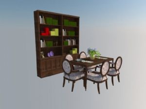 欧式实木餐桌椅SU模型