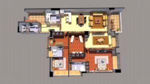 中式大户型别墅室内模型