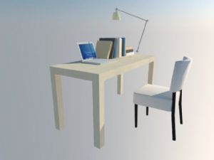 书桌椅台灯SU模型