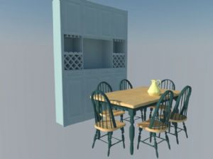 地中海风格餐桌椅酒柜SU模型