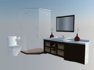 浴室柜洗澡房马桶SU模型