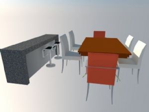 餐桌椅子吧台椅大理石SU模型