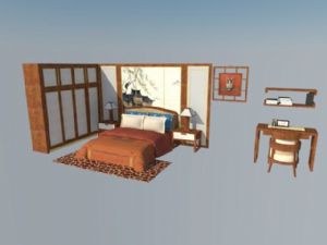 中式卧室家具SU模型