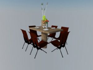 餐桌椅花盆盆景SU模型