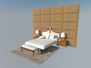 双人床床铺软包墙SU模型