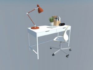 书桌写字桌办公桌椅SU模型