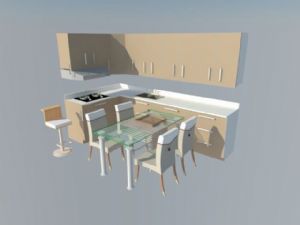 厨房橱柜餐桌椅SU模型