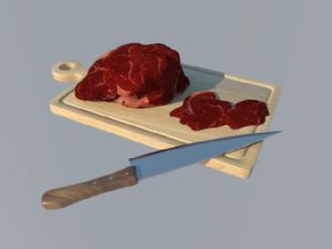 切猪肉切菜板刀SU模型