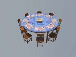 大圆桌子餐桌椅SU模型