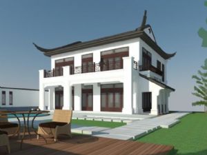 新中式二层别墅SU模型