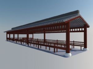 中式走廊廊亭SU模型