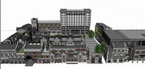 民国风格商业街建筑SU模型