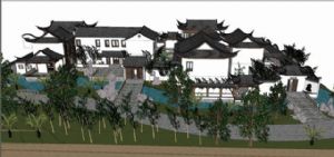 中式古建园林SU模型