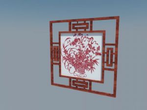 中式窗花刺绣画装饰SU模型