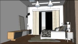 现代卧室室内空间如何用sketchup画？