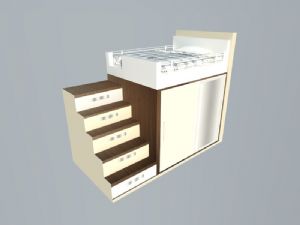高低铺床梯柜SU模型